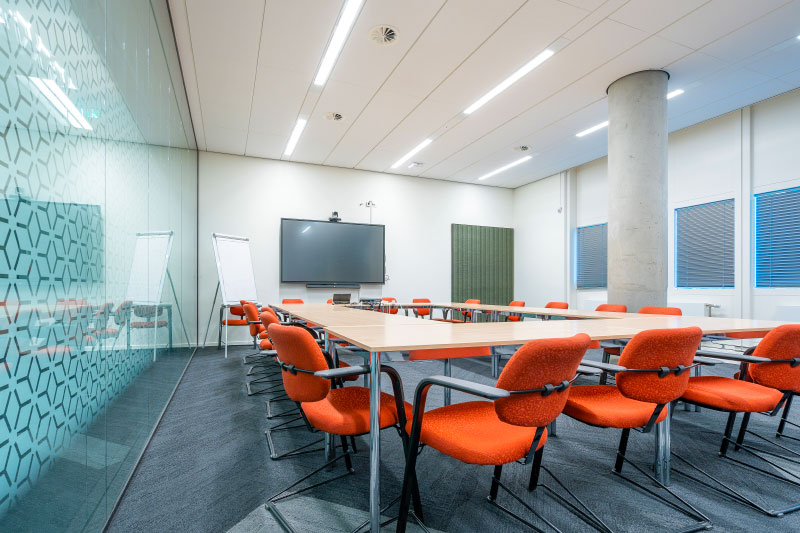 conference room interior fitout modern design office with white walls monitor