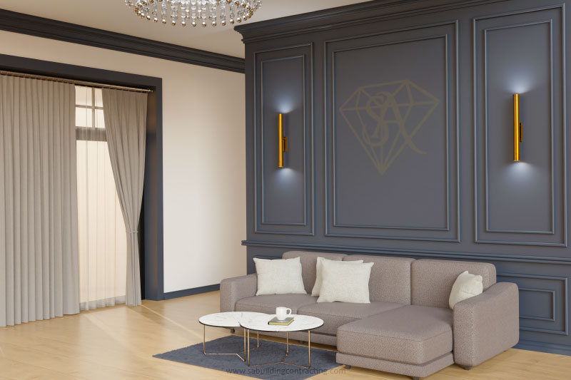 wall design interior with classic design furniture