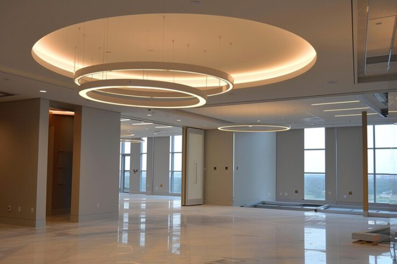 A Modern Living Area With Clean False Ceilig Design