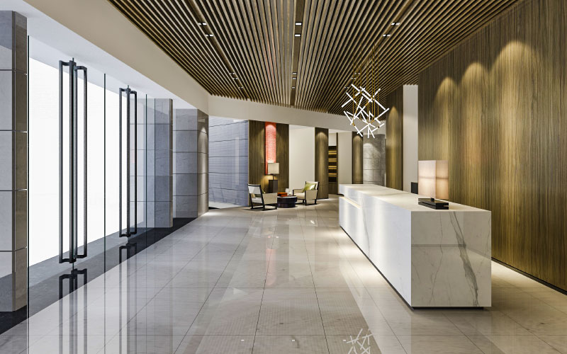 Luxury hotel reception interior fit-out design Dubai
